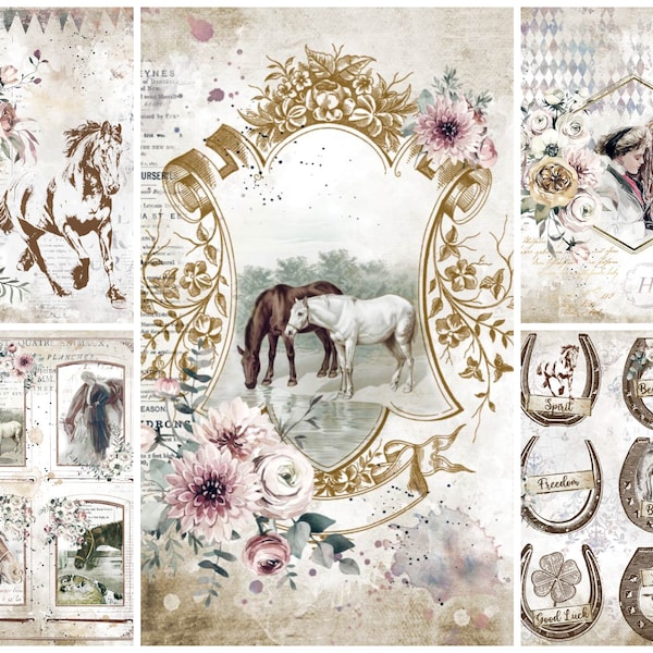 Stamperia Romantic Horses A4 Rice Paper - Decoupage Rice Paper - Romantic Horses Collection - Stamperia Romantic Horses - Horse Rice Paper