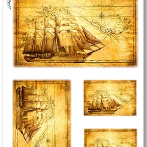 Paper Designs Rice Paper - Old Maps - Old Map Rice Paper - Decoupage Rice Paper - A4 Rice Paper - Nautical Rice Paper - Vintage Maps