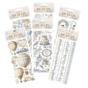 Stamperia Timeless Rub Ons - Wedding Transfers - Transfer Film - Blue Rose Rub ons - Timeless Collection - Air Balloon Rub Ons