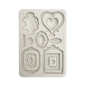 Stamperia A5 Timeless Silicone Mould - Timeless Frames Mould -  Frames Mould - Stamperia Timeless Frames Mould - Heart Frame Mould - 23-2140
