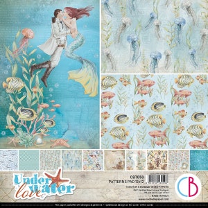 Ciao Bella - 12x12 Underwater Love Patterns - 12 x 12 Cardstock - Double-Sided Cardstock - Underwater Love Collection - LAST CHANCE - 28-297