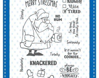 Whimsy Stamps Merry Stressmas Clear Stamps - Clear Cling Stamps - Winter Themed Stamps - Christmas Cling Stamp - 20-216