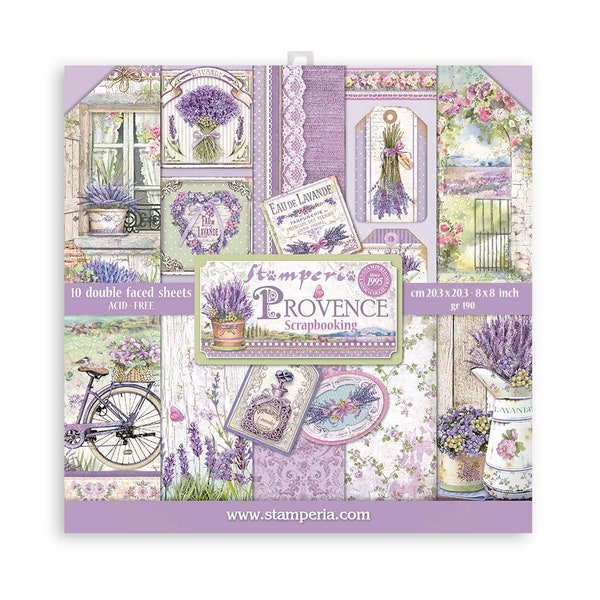 Stamperia 8x8 Provence Cardstock - Provence Cardstock - Double Sided Cardstock - 8x8 Cardstock - Provence 2022 - 23-1049