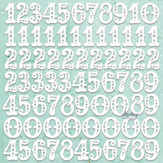 Numbers Set Chipboard Chipboard Sheet Mintay Chippies Etsy