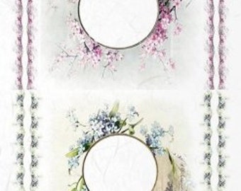 ITD Collection Frames Patterns Decors Views Cherry Blossom Rice Paper - Frame Rice Paper - Forget-Me-Nots Rice Paper - LAST CHANCE - 31-298