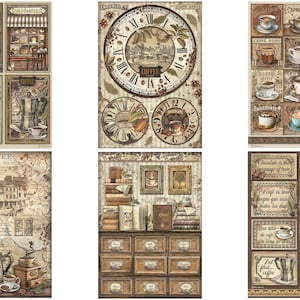 Stamperia A4 Coffee and Chocolate Rice Paper - Decoupage Rice Paper - Clock Rice Paper - Coffee and Chocolate Collection - Background Paper