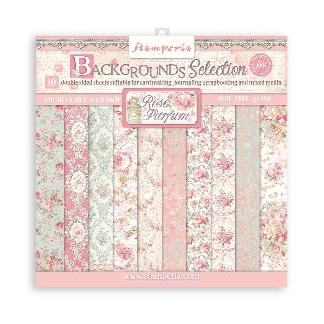 Stamperia 8x8 Rose Parfum Backgrounds Double Sided Cardstock Etsy