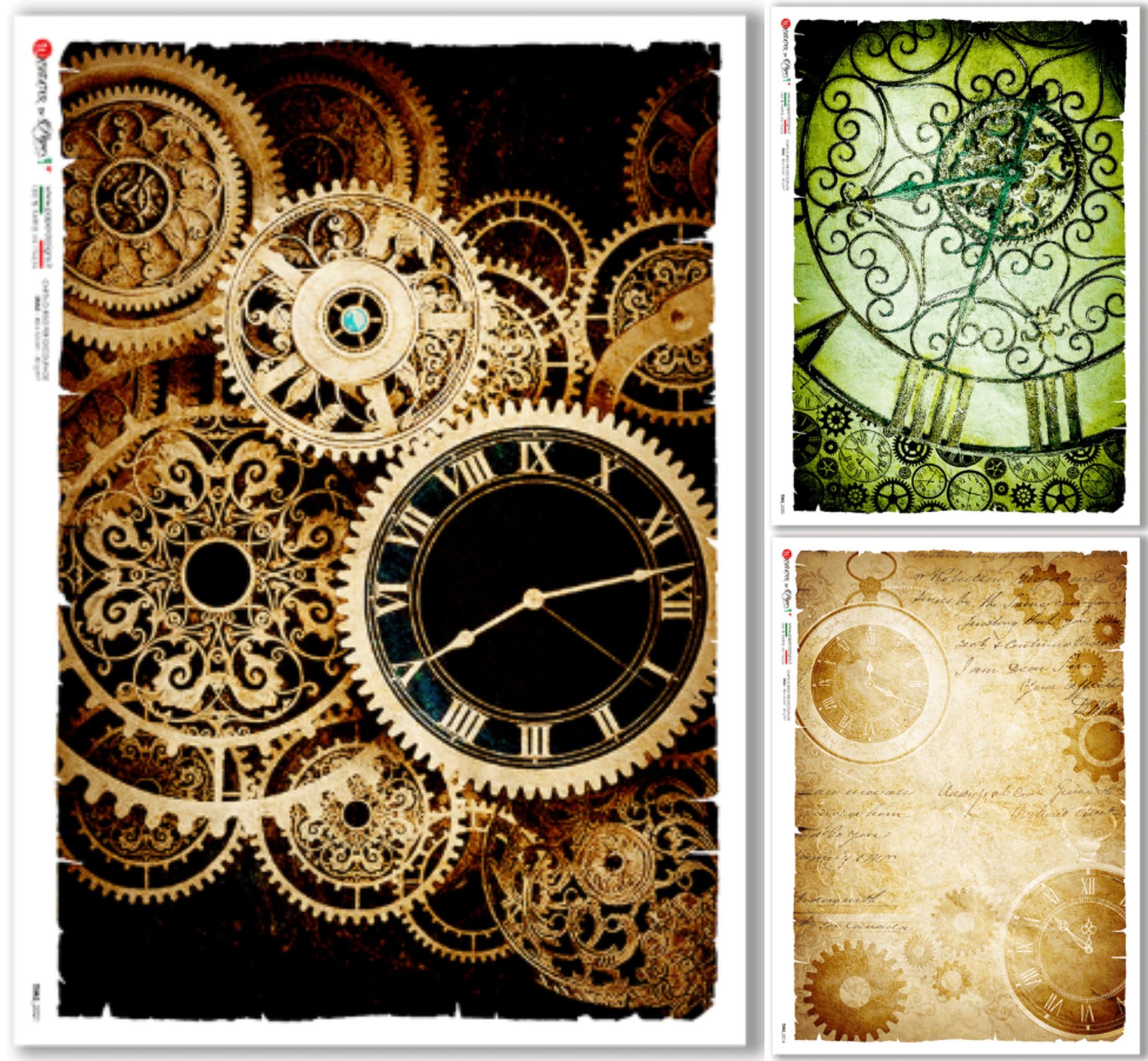Clock Pattern Paper Design Paper, Party & Kids Decorative Decoupage Paper Vintage Clock Pattern 3 ...