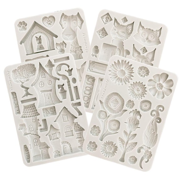 Stamperia A5 Furry Friends Silicone Mould - Furry Friends Collection Moulds -  Cat Mould - Dog Mould - House Mould - Flower Mould