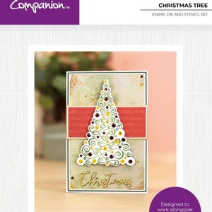 Crafter's Companion Christmas Tree Stamp Stencil and Die Set -Swirling Tree Stamp - LAST CHANCE - 42-264