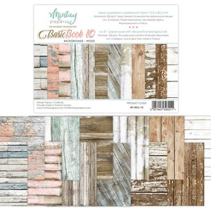 Mintay 6x8 Wood Backgrounds Paper Pad - Double Sided Paper - 6x8 Paper - Card Stock Paper - Basic Book 10 - 6x8 Backgrounds - 27-230