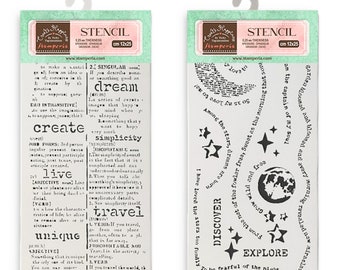 Stamperia Secret Diary Stencil - Dictionary Stencil - Dream Stencil - Mixed Media Stencil - Create Happiness - Secret Diary Collection