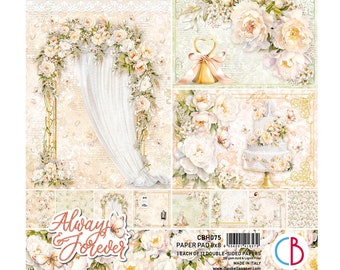 Ciao Bella 8x8 Always & Forever Cardstock -  Ciao Bella - 8x8 Cardstock - Double-Sided Cardstock - Always and Forever Collection - 28-611