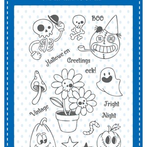 Whimsy Stamps Primitive Halloween Clear Stamps - Clear Cling Stamps - Halloween Themed Stamps - Halloween Cling Stamp - 20-210
