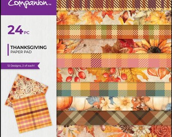 Crafter's Companion 6x6 Thanksgiving Collection Paper Pad - Double Sided Cardstock - 6x6 Cardstock - Thanksgiving Collection - 42-226