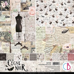 Ciao Bella 12x12 Patterns Le Cygne Noir - Ciao Bella Paper - 12 x 12 Cardstock - Double-Sided Paper - Le Cygne Noir Collection - 28-348