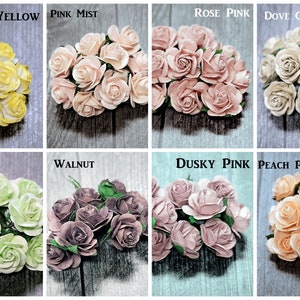 Promlee Flowers 10mm #6 Open Roses 20pk - Color Set 6 - Paper Flowers - Flower Embellishments - Mulberry Paper Flowers - Handmade Flowers
