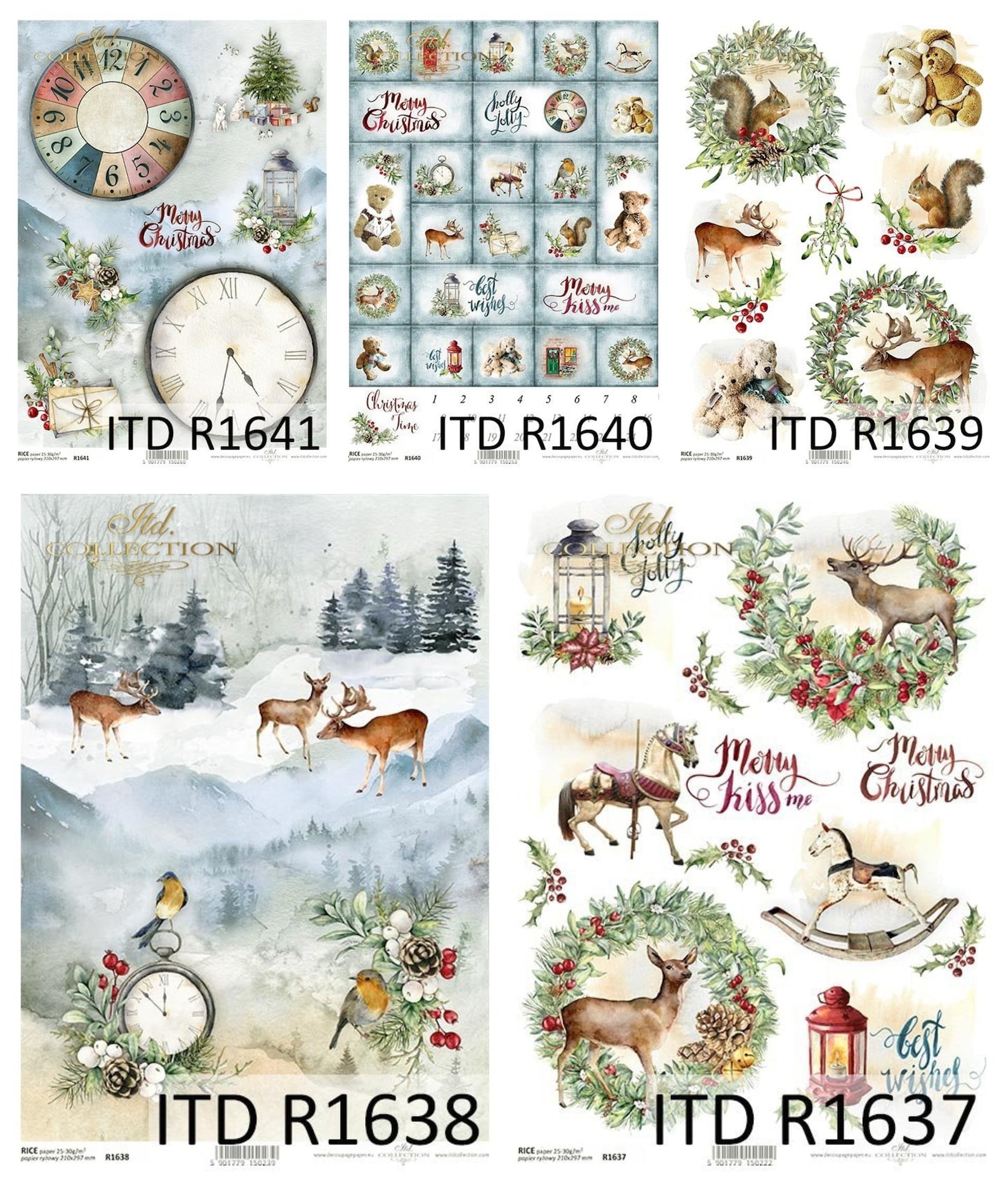 ITD Collection Christmas in Red Rice Paper - Christmas Rice Paper ...