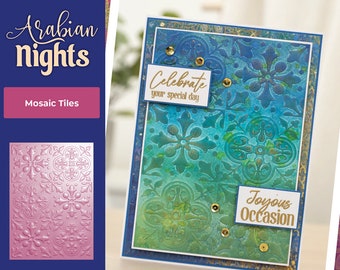 Crafter's Companion Mosaic Tiles 3D Embossing Folder - Arabian Nights Collection - Embossing Folder - Mosaic Embossing Folder - 42-187