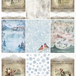 ITD Collection A4 Christmas Time Series Collage Rice Paper - Winter Background Rice Paper - Snowflake Rice Paper - Snowflake - 31-473