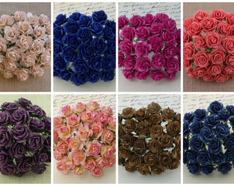 Promlee Flowers 10mm #2 Open Roses 20pk - Color Set 2 - Paper Flowers - Flower Embellishments - Mulberry Paper Flowers - Open Roses - Rose