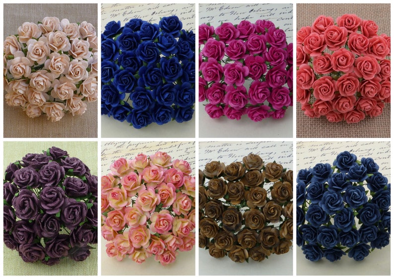 Assorted Paper Roses Promlee Flowers 20mm #2 Open Roses 10pk - Color Set 2 - Paper Flowers ...