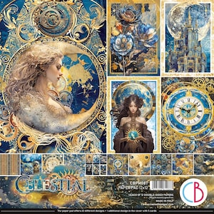 Ciao Bella Celestial 12x12 Paper Pad - 12x12 Cardstock - Double-Sided Cardstock - Acid Free - Celestial Collection - 28-821
