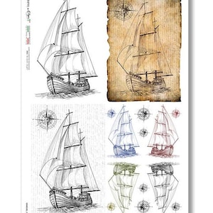 Paper Designs Rice Paper - Vehicles Rice Paper - Ship Rice Paper - Decoupage Rice Paper - A4 - Voyage Rice Paper - LAST CHANCE - 34-119