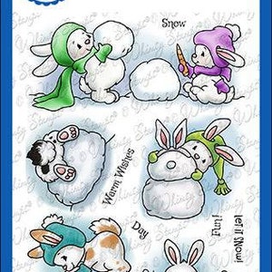 Whimsy Stamps Bunny Winter Holiday Clear Stamps - Bunny Winter Holiday Stamps - Clear Cling Stamp - Christmas Stamps - 20-119