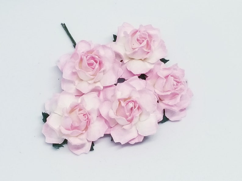 Promlee Flowers 30mm Pink Tone Cottage Roses 5pk - Paper Flowers ...