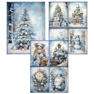 ABStudio A4 Decoupage Rice Papers - Decoupage Papers - A4 Papers - Rice Papers - Snowy Day Rice Paper - Winter Papers - Snowman Papers