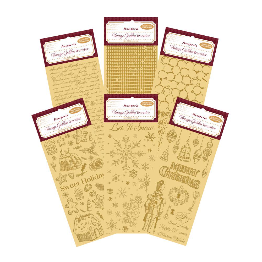 24 Sheets Vintage Christmas Rub On Transfers For Crafts, Rub