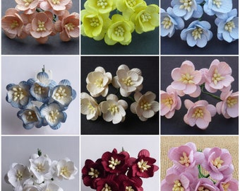 Promlee Flowers 25mm Cherry Blossoms #1 5pk - Paper Flowers - Flower Embellishments - Mulberry Paper Flower - Cherry Blossom Flowers