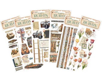 Stamperia Art of Traveling Rub Ons - Travel Transfers - Transfer Film - Small Transfers - Art of Traveling Collection Rub Ons