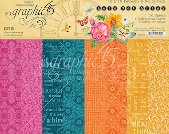 Graphic 45 12 x 12 Let's Get Artsy motifs et unis - papier cartonné 12 x 12 - Graphic45 papier - Let's Get Artsy collection - motifs - 8-424