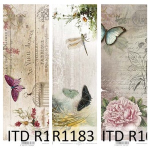 ITD Collection Vintage Rice Paper, brown boards, butterfly rice paper - Flower Rice Paper - Bird Decoupage Rice Paper - Decoupage Rice Paper