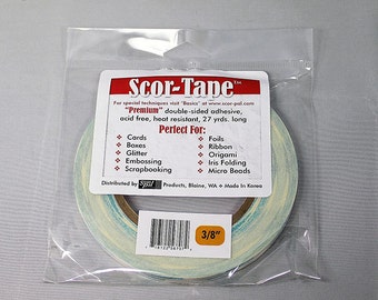 Scor-Tape 3/8" - Double Sided Adhesive - Scor Tape - Acid Free Double Sided Tape - Double Sided Scor Tape - Permanent Tape - 18-002
