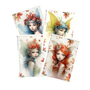 Paper Designs A4 Rice Paper - Fairy Rice Paper - Fairies Rice Paper - Decoupage Rice Paper - Pixie Rice Paper - Fairies and Leaves Paper