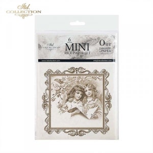 ITD Collection MINI Vintage Angels Square Frame Rice Paper Set - Vintage Rice Paper - Angel Rice Paper - Christmas- Vintage Angel - 31-538