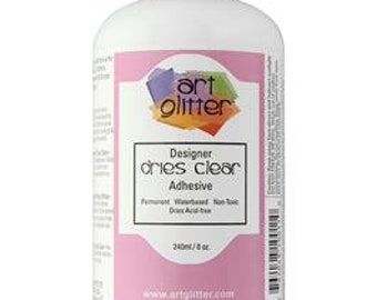 Art Glitter 8oz Art Glitter Designer Adhesive - Waterbased Adhesive - Industrial Strength Glue - Clear Glue - Flexible Adhesive - 33-004