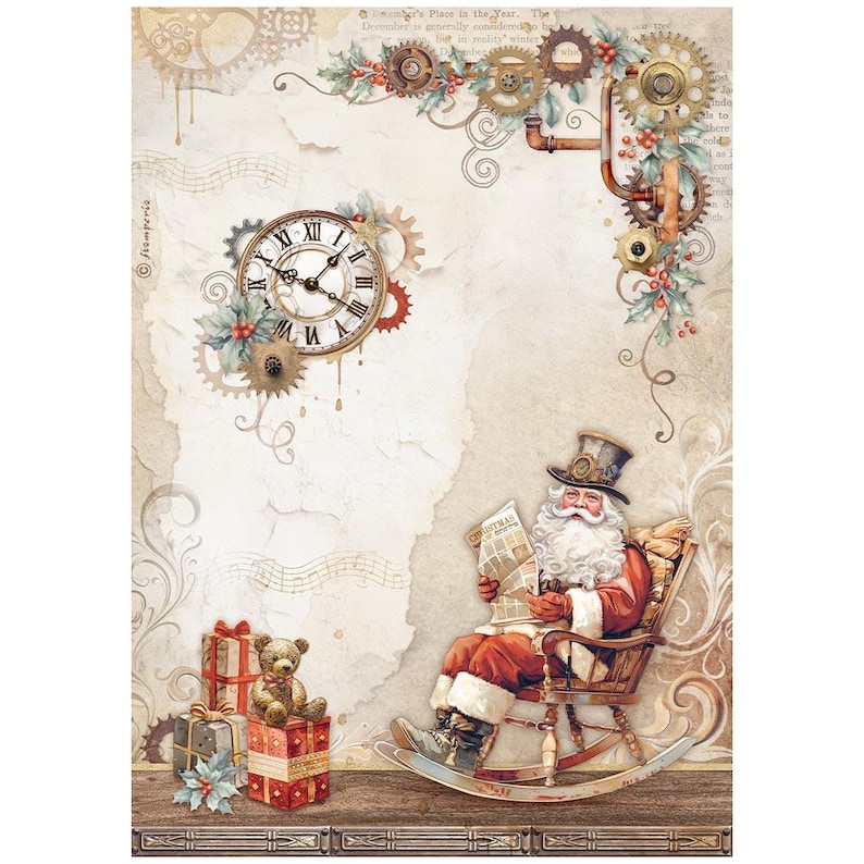 Stamperia A4 Gear up for Christmas Rice Paper Decoupage Rice Paper