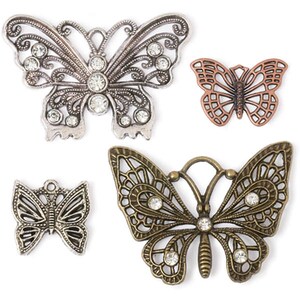 Steampunk Butterfly Metal Accent Charms - Metal Butterflies - Metal Butterfly Charms - Steampunk Metal Charms - Butterfly Accents - 13-038