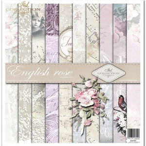 ITD Collection 12x12 English Rose Cardstock - Single Sided Cardstock - 12x12 Cardstock - ITD Shabby Chic Cardstock - Tea Time - 31-287