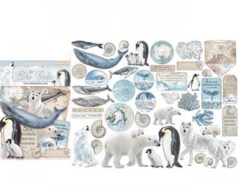 Stamperia Arctic Antarctic Assorted Die Cuts - Arctic Antarctic Die Cut Pieces - 45 Piece Die Cut Assortment - Chipboard Cut Outs - 23-538