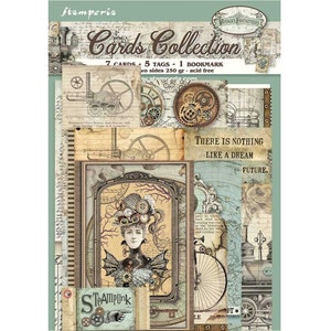 Stamperia Voyages Fantastique - Cards Collection - Journal Card - Steampunk Card and Tags - Steampunk Card - Journal Card for Album - 23-832