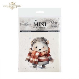 ITD Collection MINI Winter Animals Rice Paper Set - ITD Rice Paper - Penguin -  Rice Paper - Squirrel Rice Paper - Bear Rice Paper - 31-591