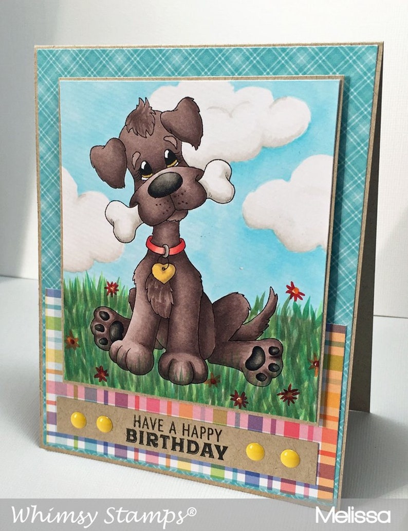 Rubber Cling Stamp Rubber Cling Stamp Dog 20-009 Whatzup Dog with Bone Stamp Whimsy Stamps Whatzup Dog Stamp Dog Rubber Stamp