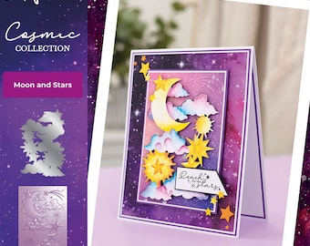 Crafter's Companion Moon and Stars 4x6 3D Embossing Folder & Metal Die - Embossing Folder - Cosmic Collection - LAST CHANCE - 42-089