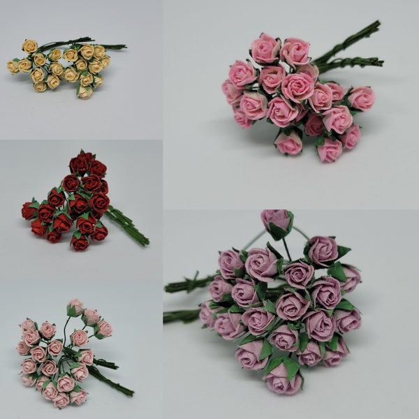 Promlee Flowers 8mm Rosebuds 20pk - Paper Flowers - Flower Embellishments - Mulberry Paper Flowers - Flowers - Handmade Flowers