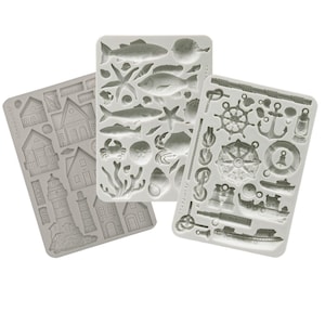 Stamperia A5 Silent Sea Silicone Mould - Silent Sea Collection Moulds -  Lighthouse Mould - Beach Mould - Boat Mould - Fish Mould